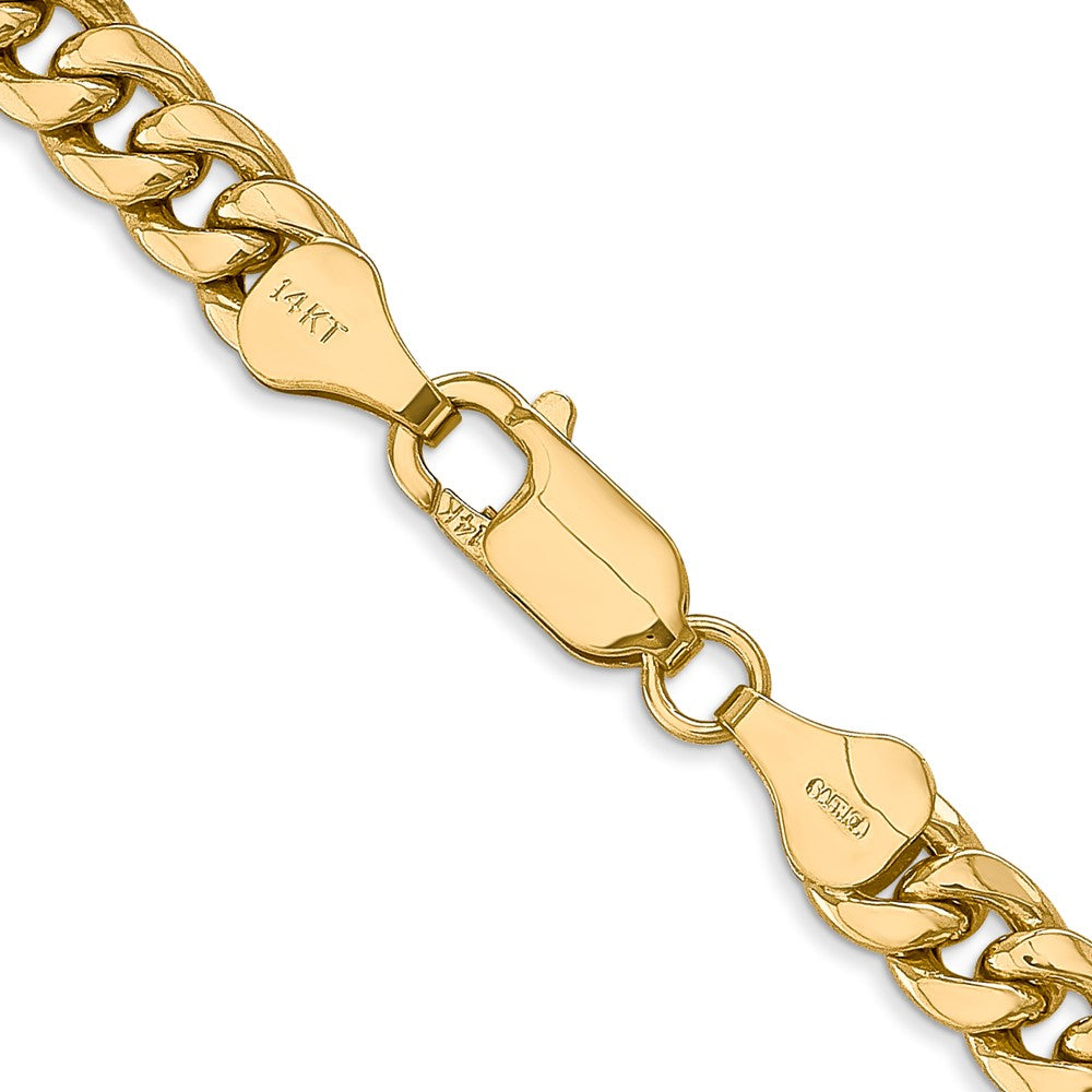 14K 28 inch 6mm Semi-Solid Miami Cuban with Lobster Clasp Chain