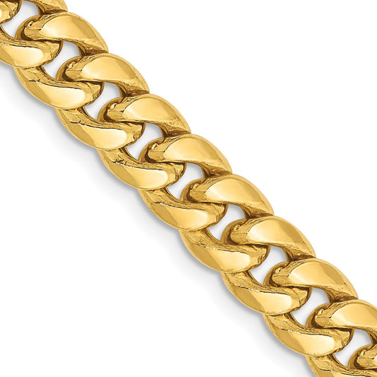 14K 24 inch 6.75mm Semi-Solid Miami Cuban with Lobster Clasp Chain