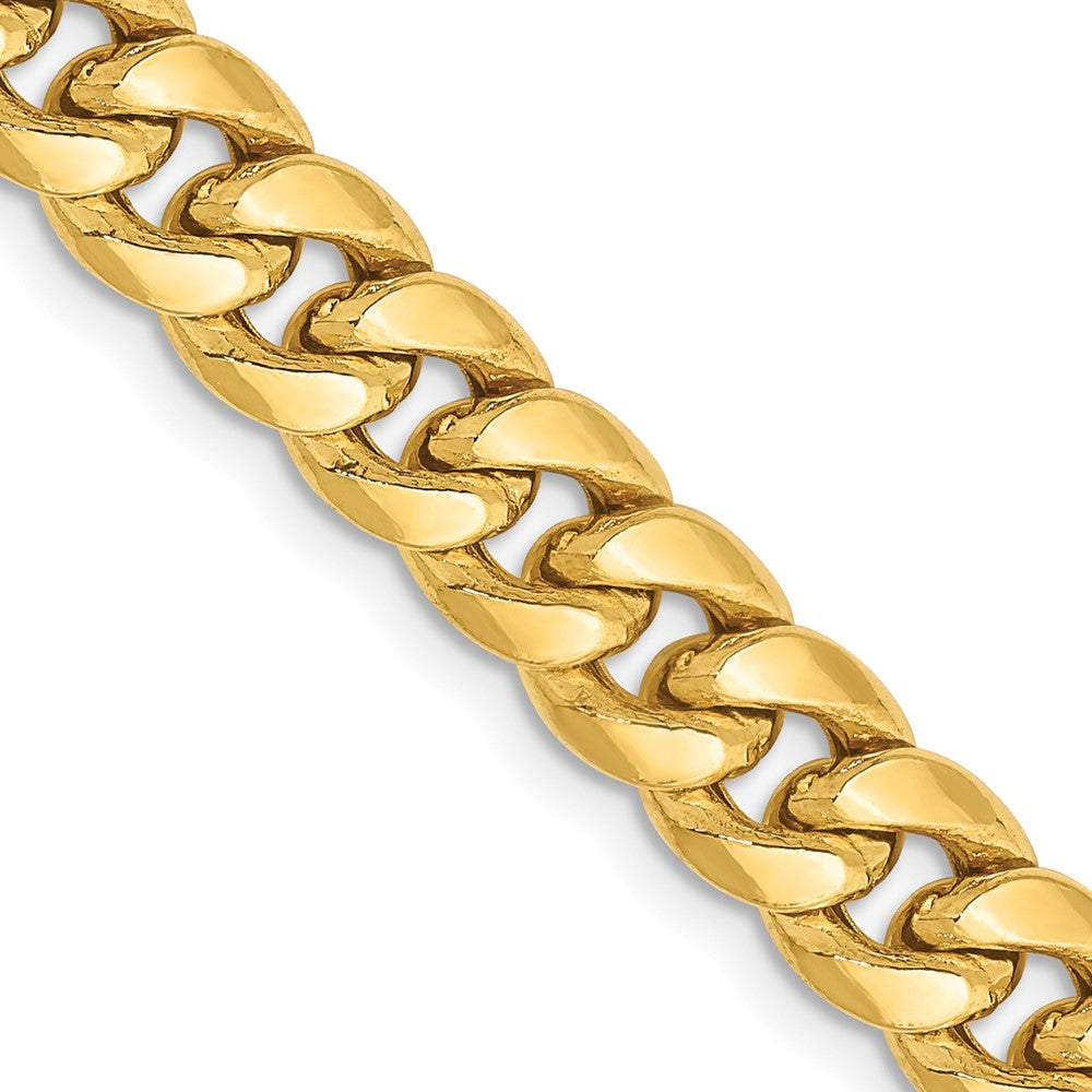 14K 28 inch 6.75mm Semi-Solid Miami Cuban with Lobster Clasp Chain