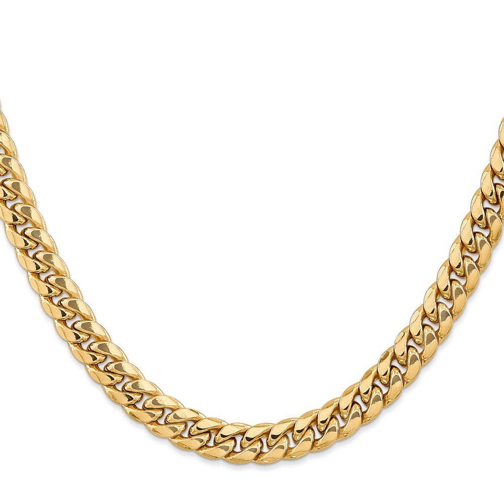 14K 28 inch 7.3mm Semi-Solid Miami Cuban with Lobster Clasp Chain