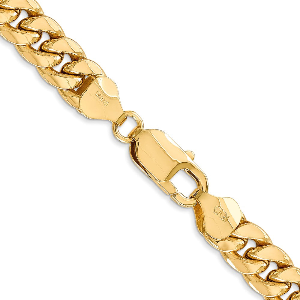 14K 20 inch 7.3mm Semi-Solid Miami Cuban with Lobster Clasp Chain