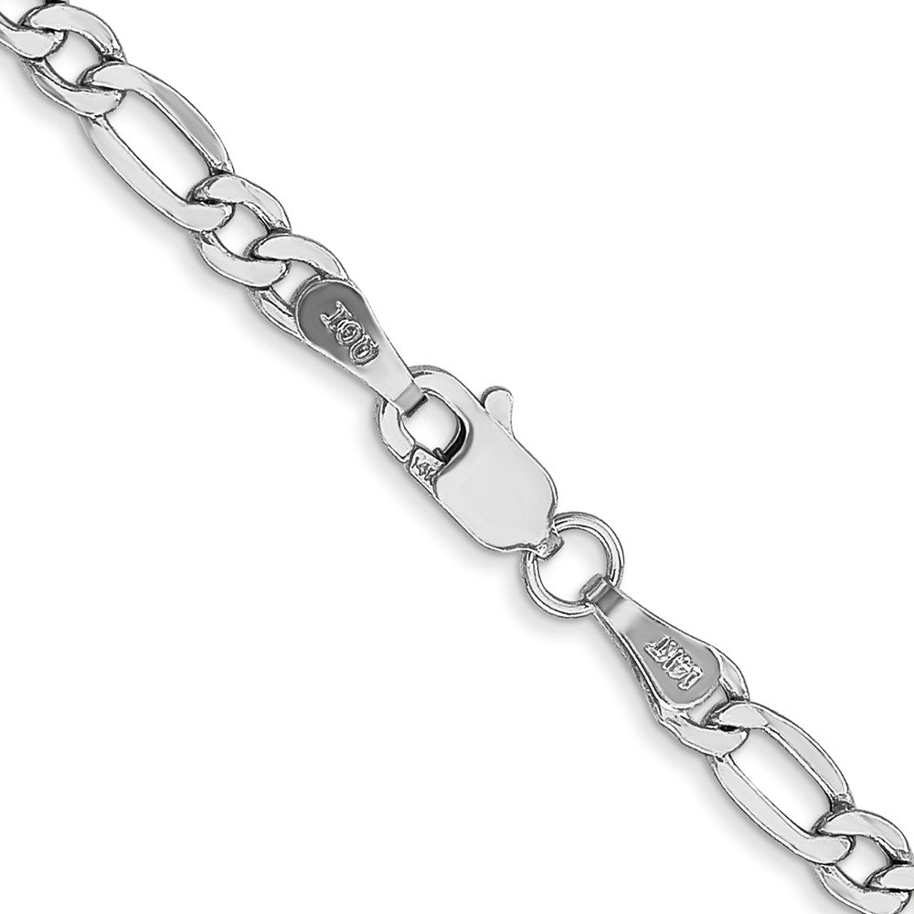 14K White Gold 22 inch 3.5mm Semi-Solid Figaro with Lobster Clasp Chain