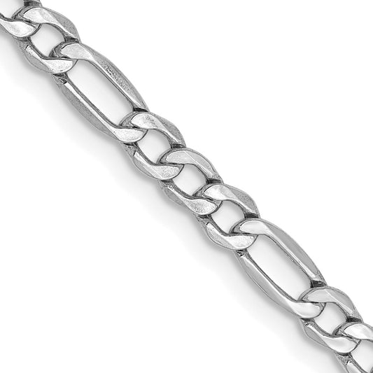 14K White Gold 16 inch 3.5mm Semi-Solid Figaro with Lobster Clasp Chain