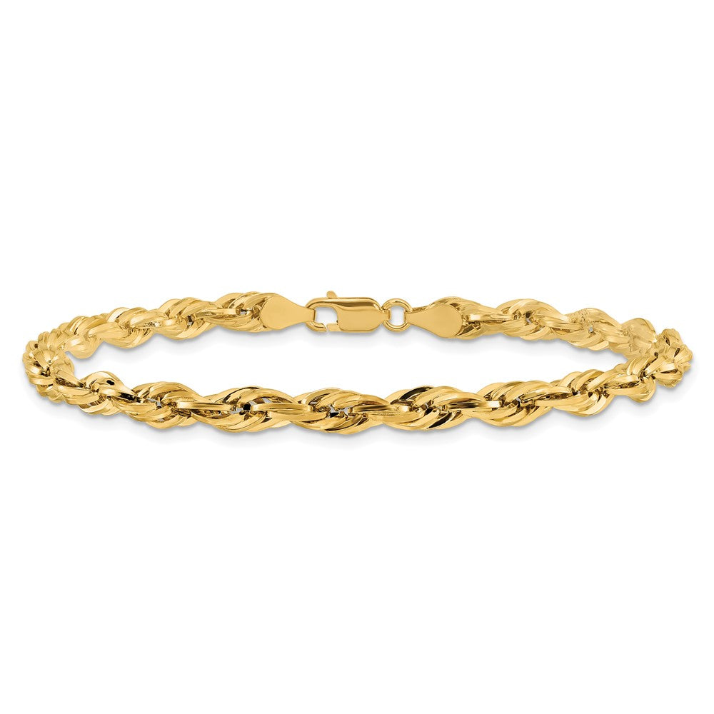 14K 7 inch 4.75mm Semi Solid Rope with Lobster Clasp Chain
