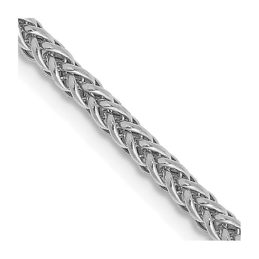 14K White Gold 18 inch 2.35mm Semi-Solid 3-Wire Wheat with Lobster Clasp Chain