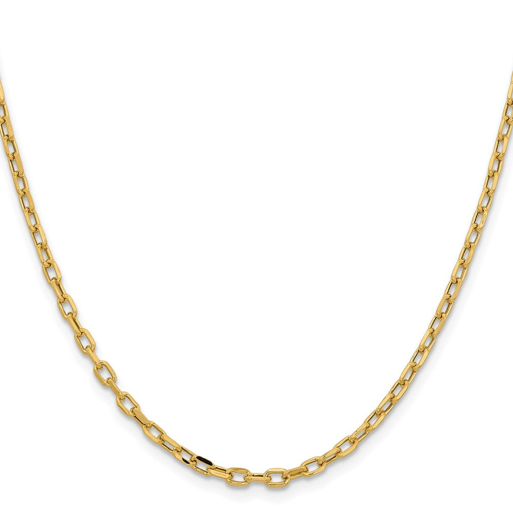 14K Yellow Gold 20 inch 3mm Semi-Solid Diamond-cut Open Link Cable with Lobster Clasp Chain