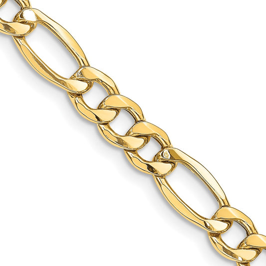 14K 20 inch 8.5mm Semi-Solid Figaro with Lobster Clasp Chain