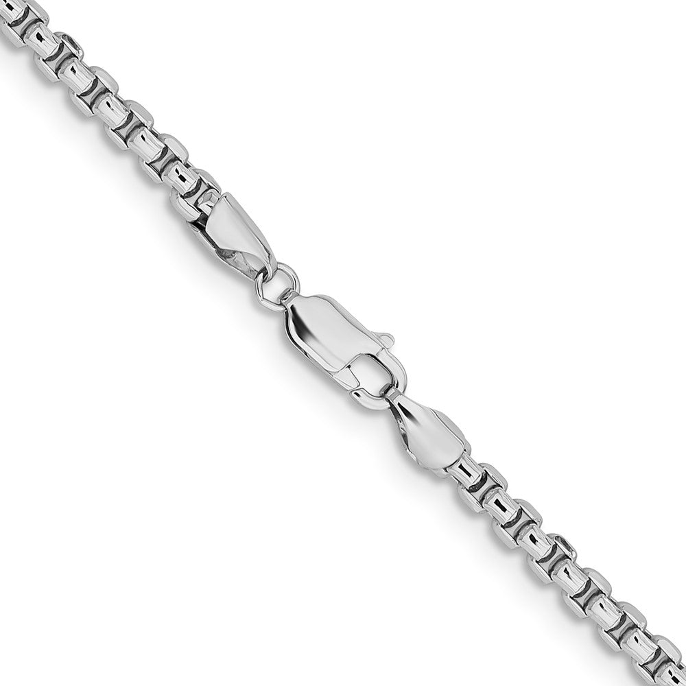 14K White Gold 18 inch 3.6mm Semi-Solid Round Box with Lobster Clasp Chain