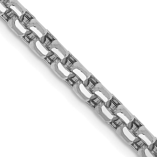 14K White Gold 18 inch 3.6mm Semi-Solid Round Box with Lobster Clasp Chain