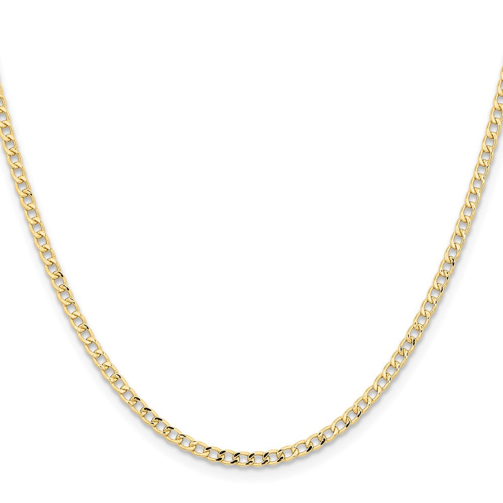 14K 28 inch 2.85mm Semi-Solid Curb with Lobster Clasp Chain