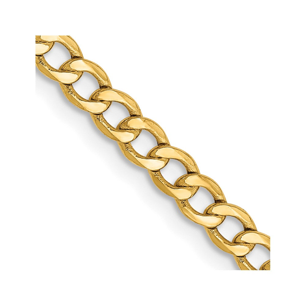 14K 28 inch 2.85mm Semi-Solid Curb with Lobster Clasp Chain