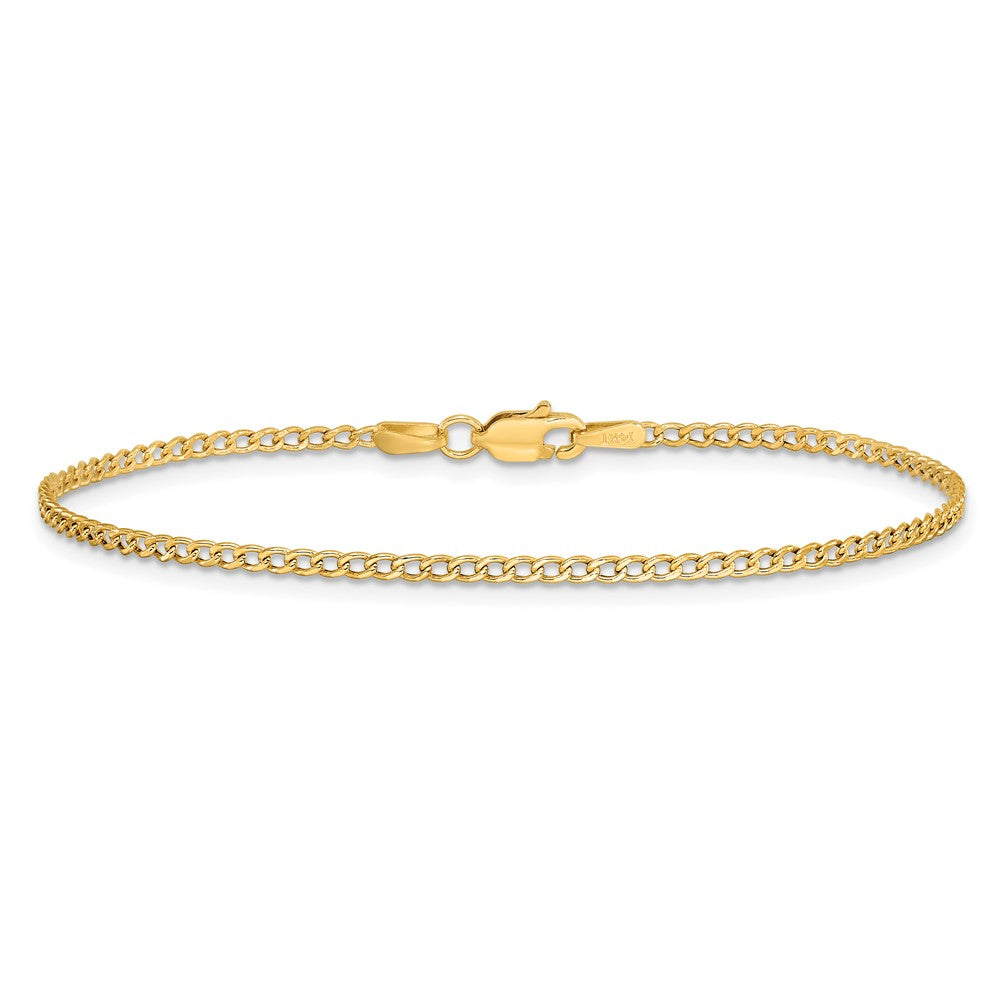 14K 10 inch 1.85mm Semi-Solid Curb with Lobster Clasp Anklet