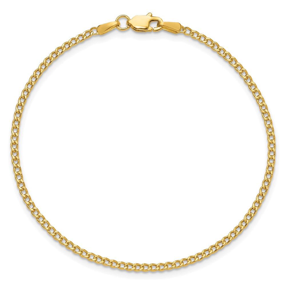 14K 9 inch 1.85mm Semi-Solid Curb with Lobster Clasp Anklet
