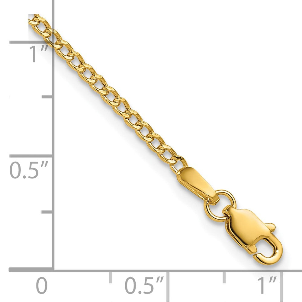 14K 10 inch 1.85mm Semi-Solid Curb with Lobster Clasp Anklet