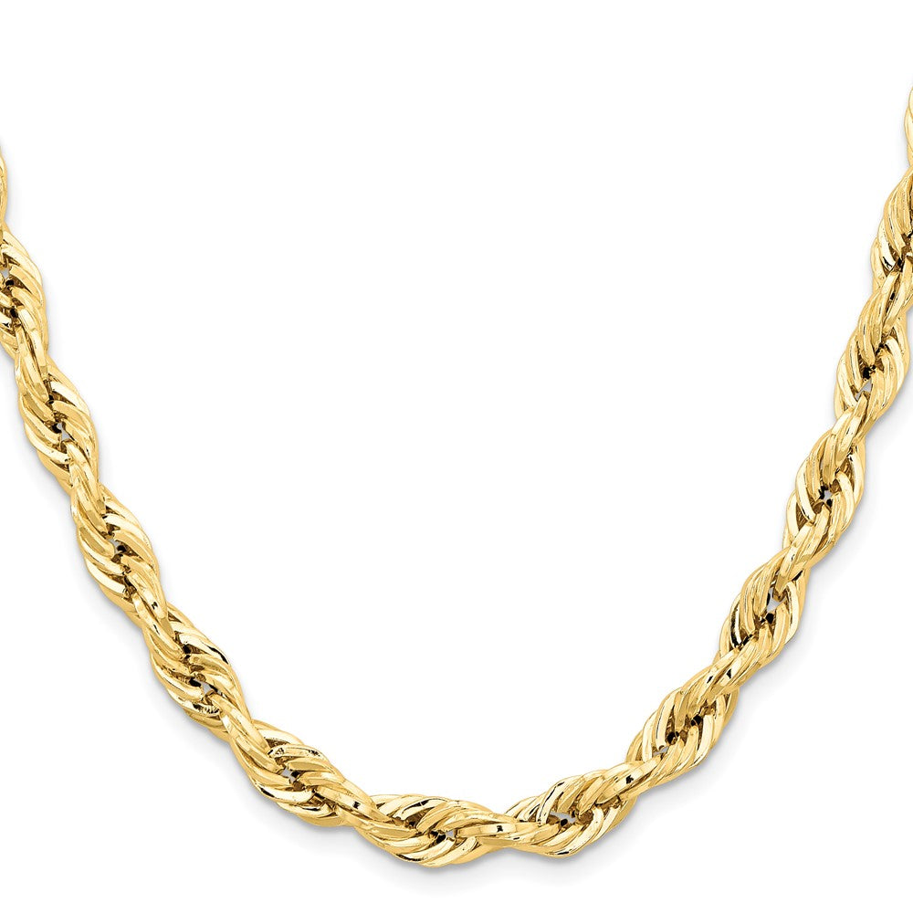 14K 20 inch 7mm Semi Solid Rope with Lobster Clasp Chain