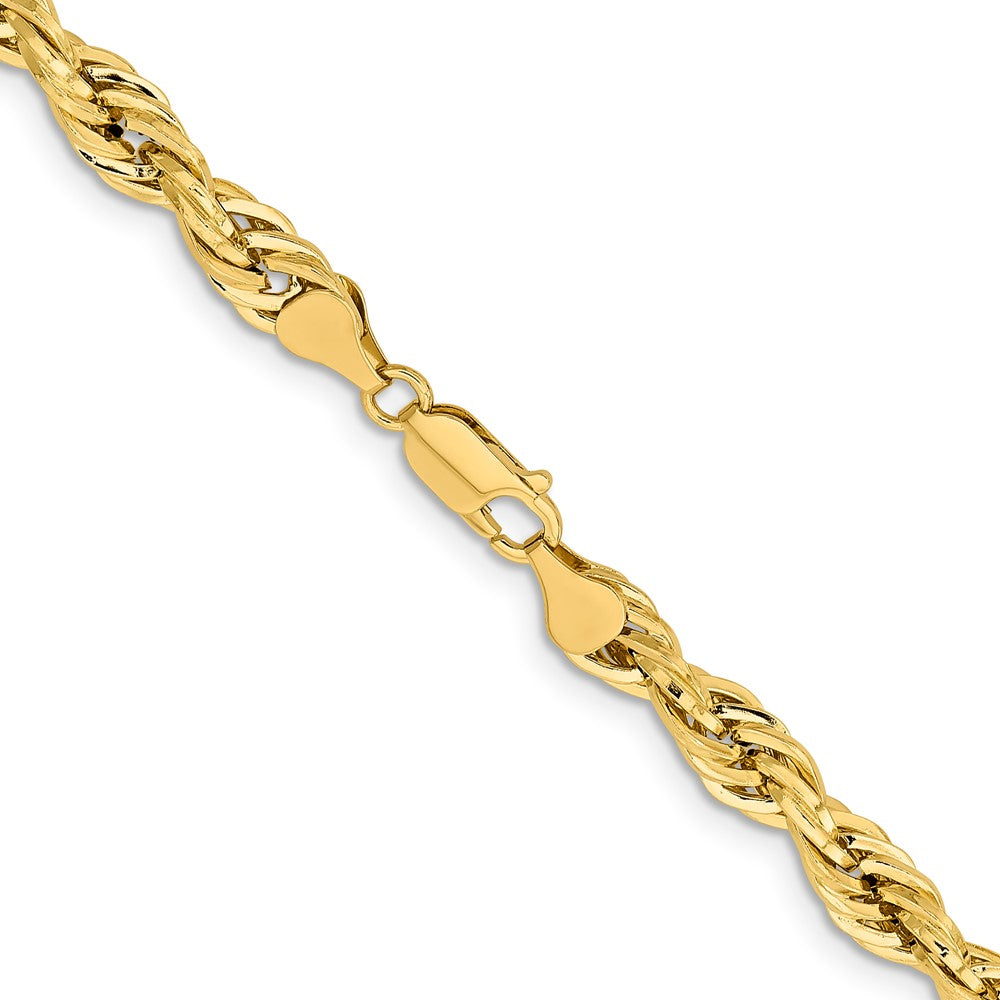 14K 28 inch 7mm Semi Solid Rope with Lobster Clasp Chain