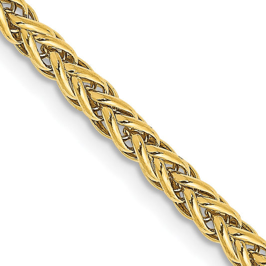 14K 18 inch 2.6mm Semi-Solid 3-Wire Wheat with Lobster Clasp Chain