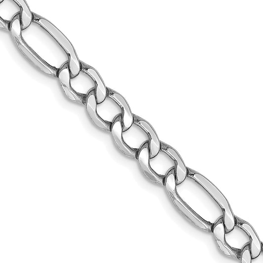 14K White Gold 18 inch 5.75mm Semi-Solid Figaro with Lobster Clasp Chain
