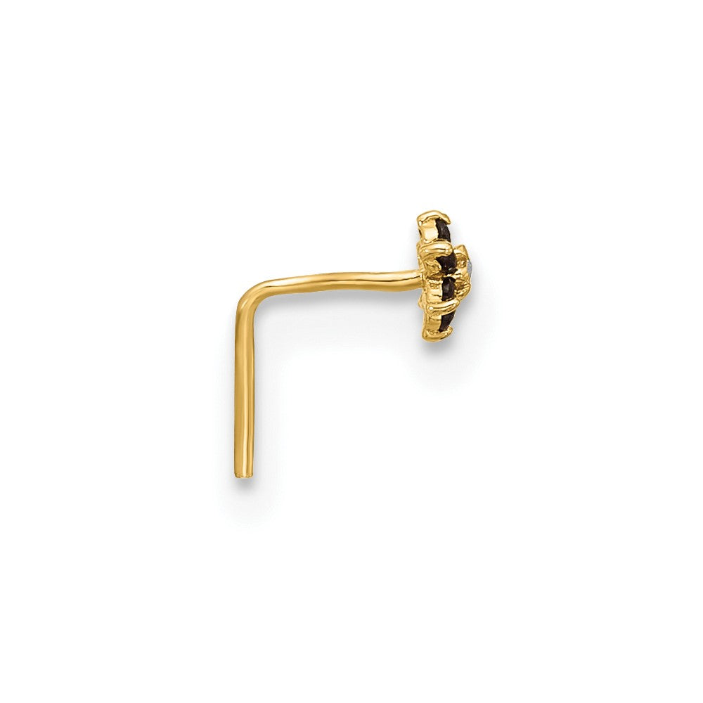 14K 23 Gauge Black & White CZ Flower Nose Post