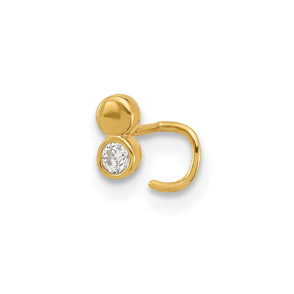 14K 22 Gauge Double Circle CZ Nose Ring Body Jewelry