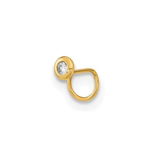 14K 22 Gauge Circle with CZ Nose Ring Body Jewelry