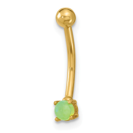 14K 16 Gauge with Green CZ Eyebrow Ring Body Jewelry