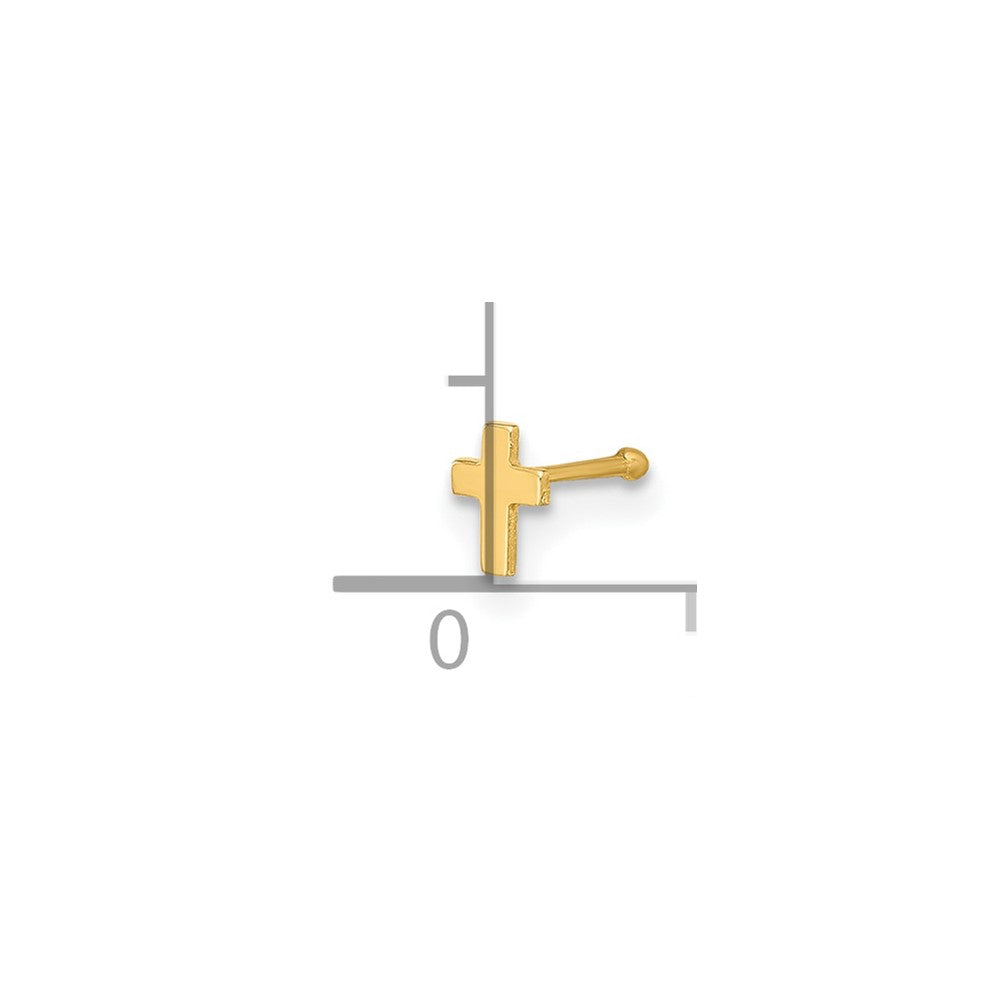 14K 22 Gauge Polished Cross Nose Stud
