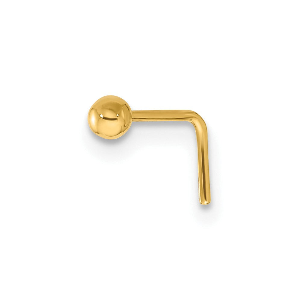 14k 22 Gauge Polished 2.5mm Ball Nose Stud