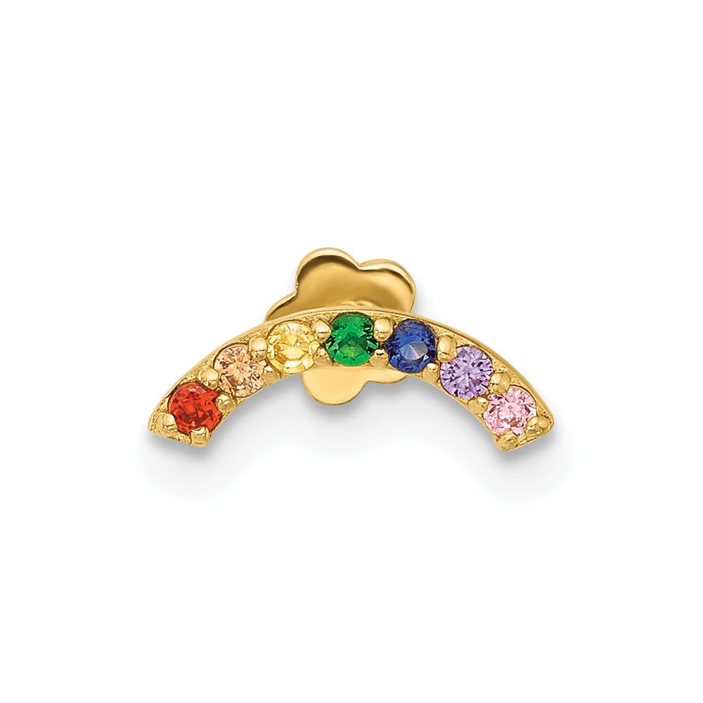 14K 18 Gauge Polished Multi-color CZ Cartilage Body Jewelry