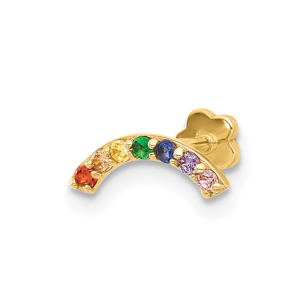 14K 18 Gauge Polished Multi-color CZ Cartilage Body Jewelry