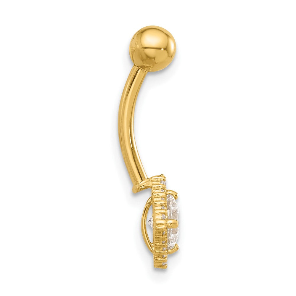 14K 14 Gauge Polished CZ Navel/Belly Ring
