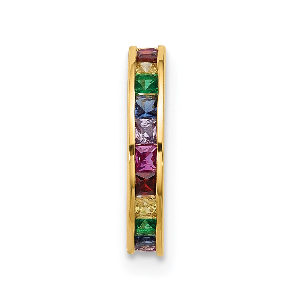 14k 16 Gauge Polished Rainbow CZ Hinged Cartilage Ring