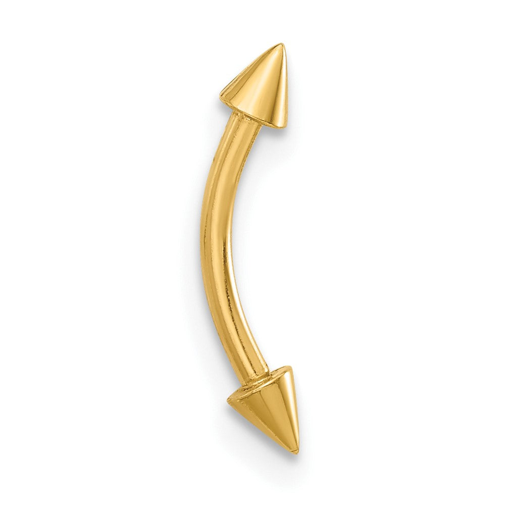 14K 16 Gauge Polished Spiked Eyebrow Ring