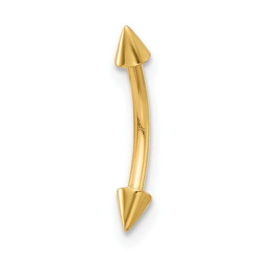14K 16 Gauge Polished Spiked Eyebrow Ring