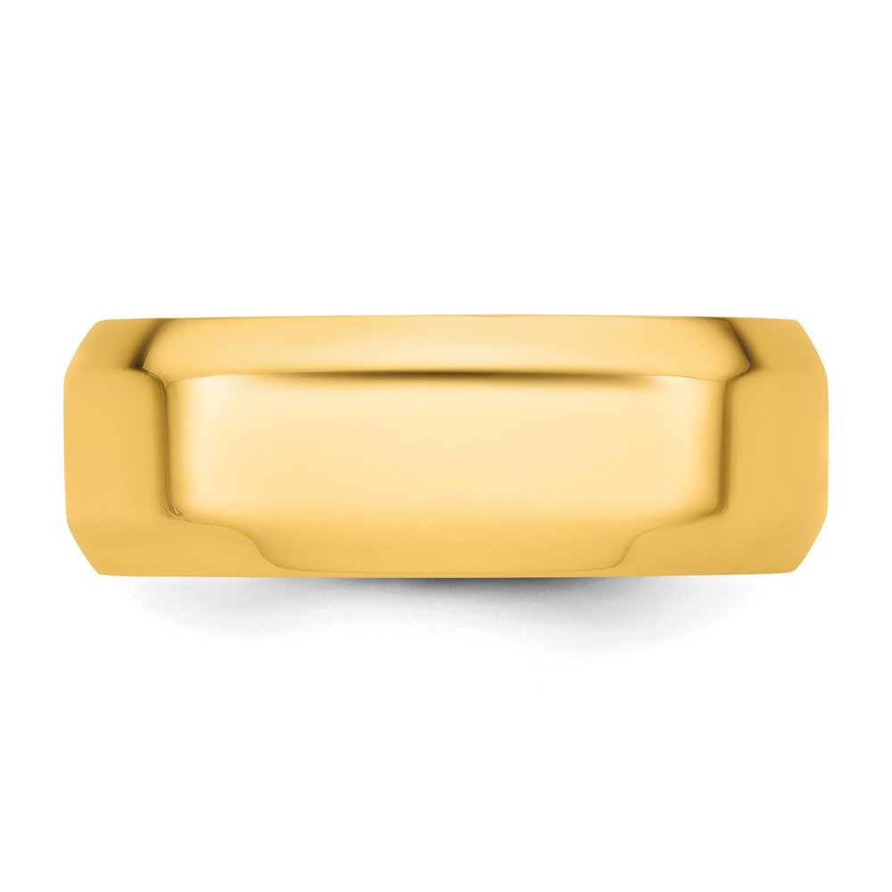 14k Yellow Gold 8mm Beveled Edge Comfort Fit Wedding Band Size 4