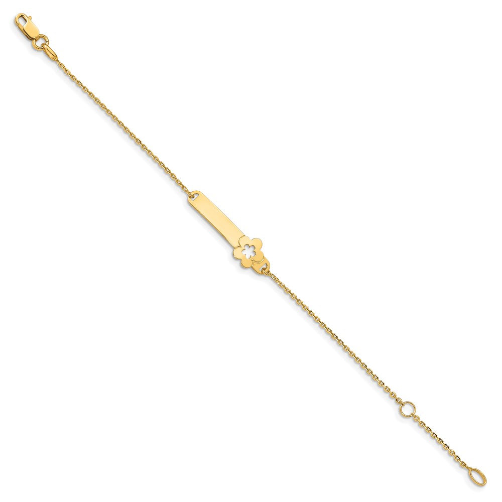 14K Children's Polished Flower w/1in ext. ID Bracelet