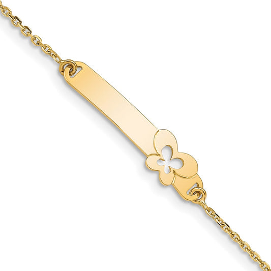 14K Children's Polished Butterfly w/1in ext.  ID Bracelet