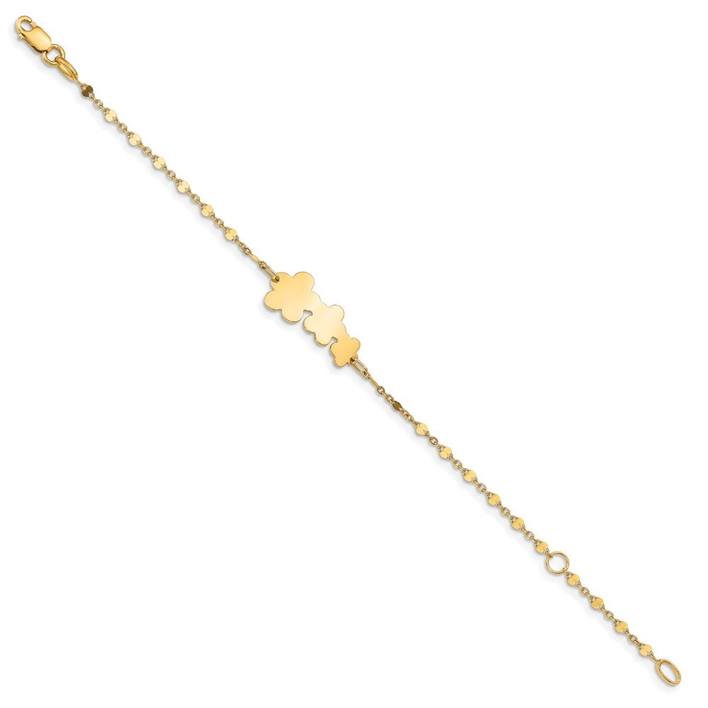 14K Children's Polished Flowers w/1 in ext.  Bracelet