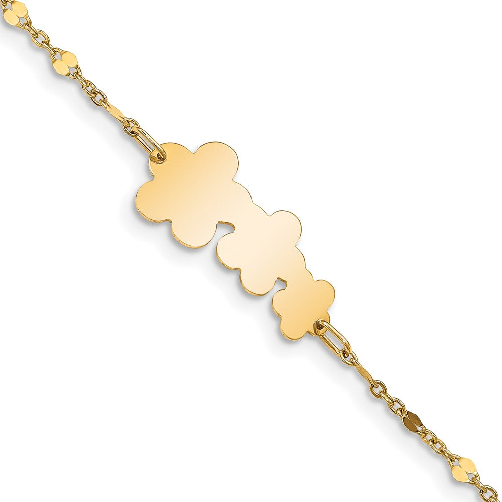14K Children's Polished Flowers w/1 in ext.  Bracelet