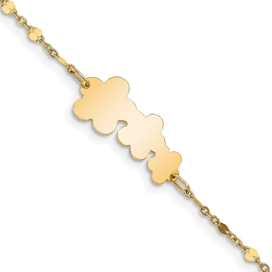 14K Children's Polished Flowers w/1 in ext.  Bracelet