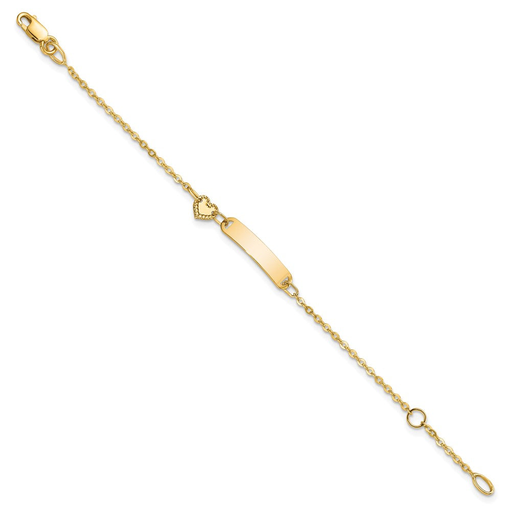 14K Polished ID with Heart Bracelet