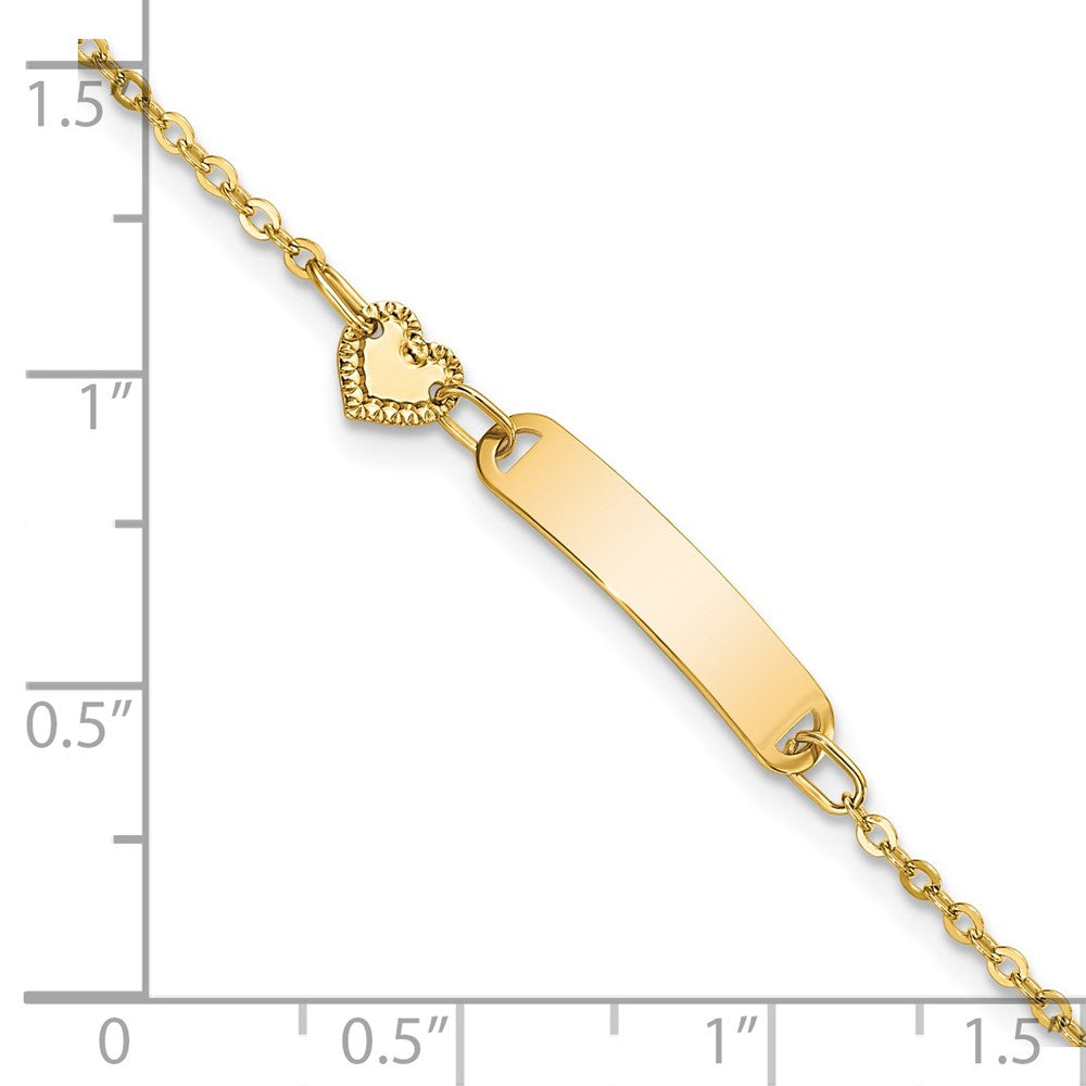 14K Polished ID with Heart Bracelet