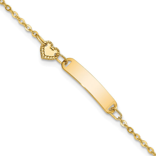 14K Polished ID with Heart Bracelet