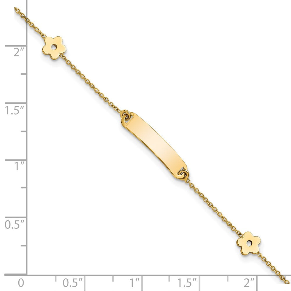 14K Polished ID with Flower Bracelet