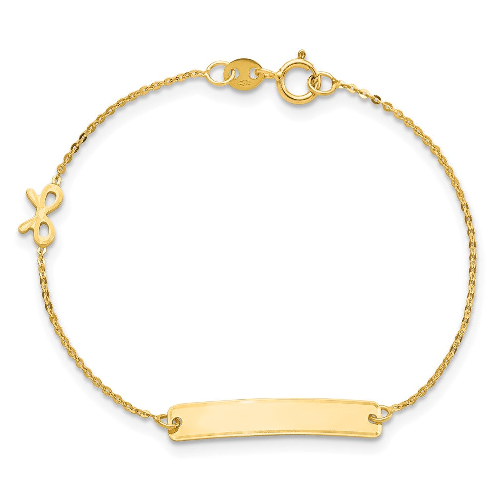14k Polished 5.5in Bow ID Bracelet