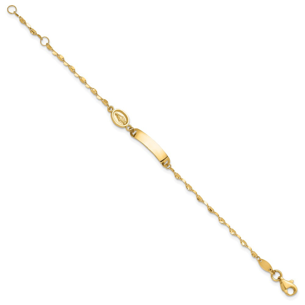 14K Polished Virgin Mary Medal Children's ID Bracelet