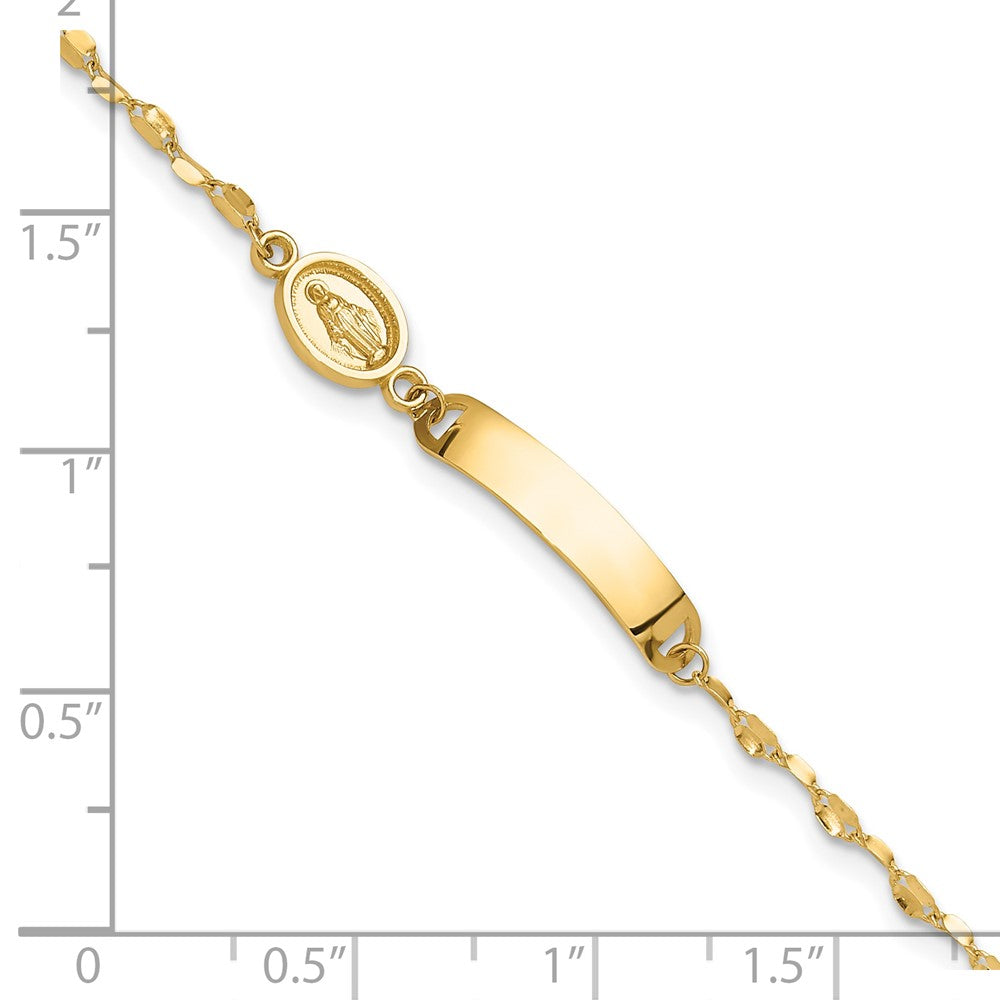 14K Polished Virgin Mary Medal Children's ID Bracelet