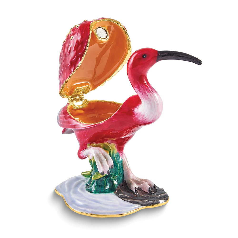 Luxury Giftware Bejeweled CHERRY Red Ibis Trinket Box with Matching 18 inch Necklace