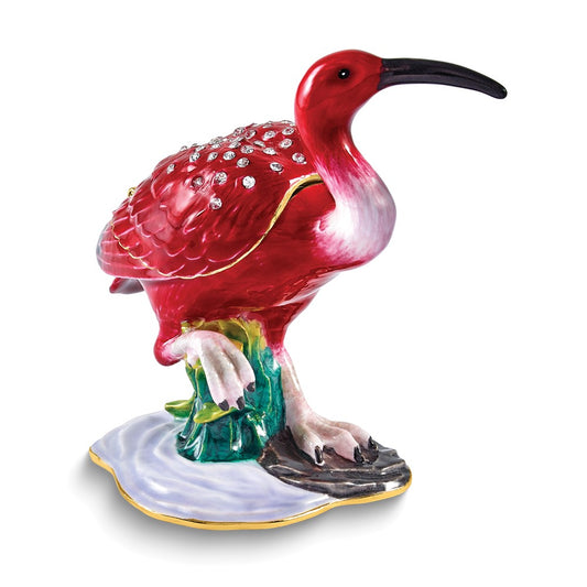 Luxury Giftware Bejeweled CHERRY Red Ibis Trinket Box with Matching 18 inch Necklace