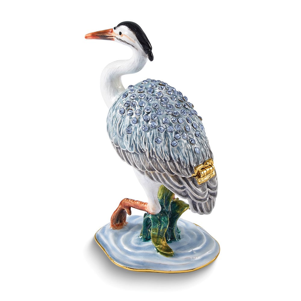 Luxury Giftware Bejeweled SHELDON Heron Trinket Box with Matching 18 inch Necklace